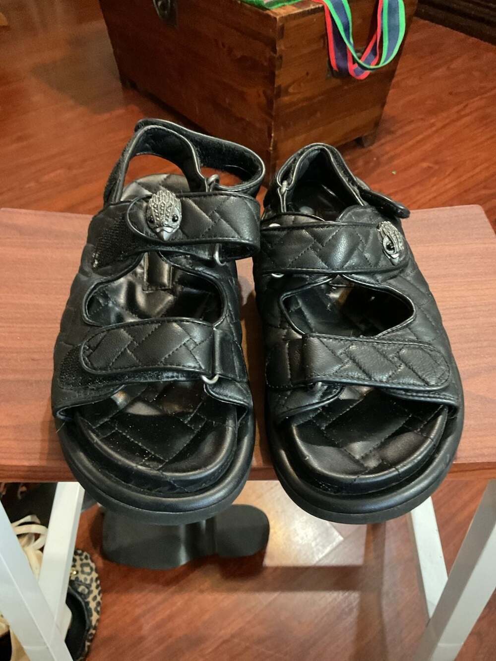 Kurt Geiger London Orson Quilted Leather Platform Sandals with Eagle Head Detail